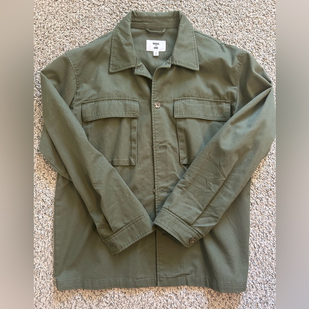 Mode of One Men's Classic Green Military Shirt Jacket NWT